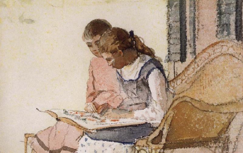 Two Girls Looking at a Book, Winslow Homer